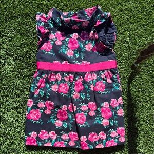 Janie and Jack Navy Dress with Pink Floral Accents